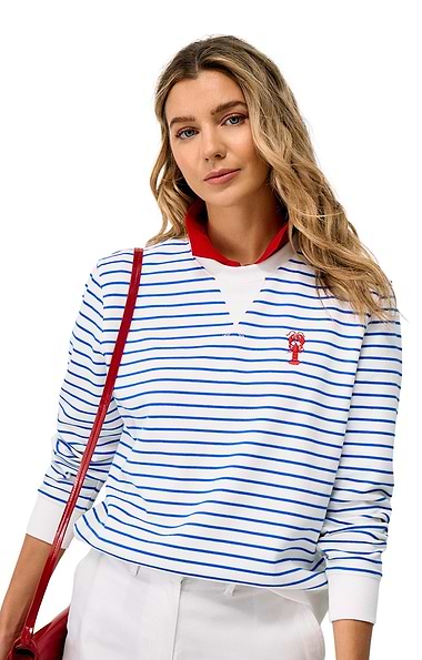 Ladies Crew Clothing Breton Stripe Graphic Sweatshirt