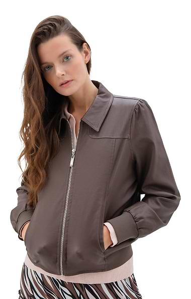 Ladies Marble Coated Faux Leather Jacket