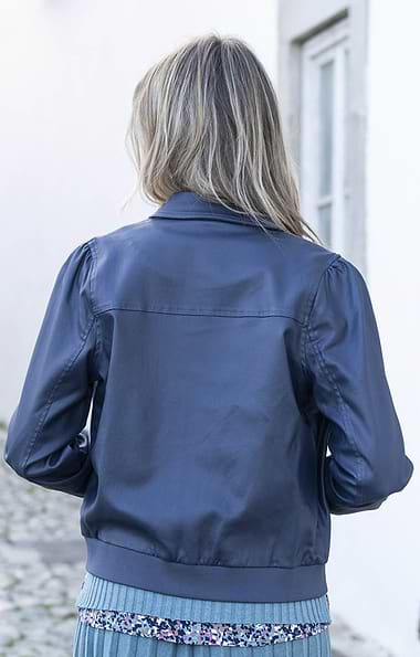 Ladies Marble Coated Faux Leather Jacket