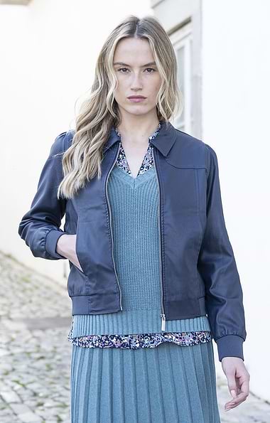 Ladies Marble Coated Faux Leather Jacket