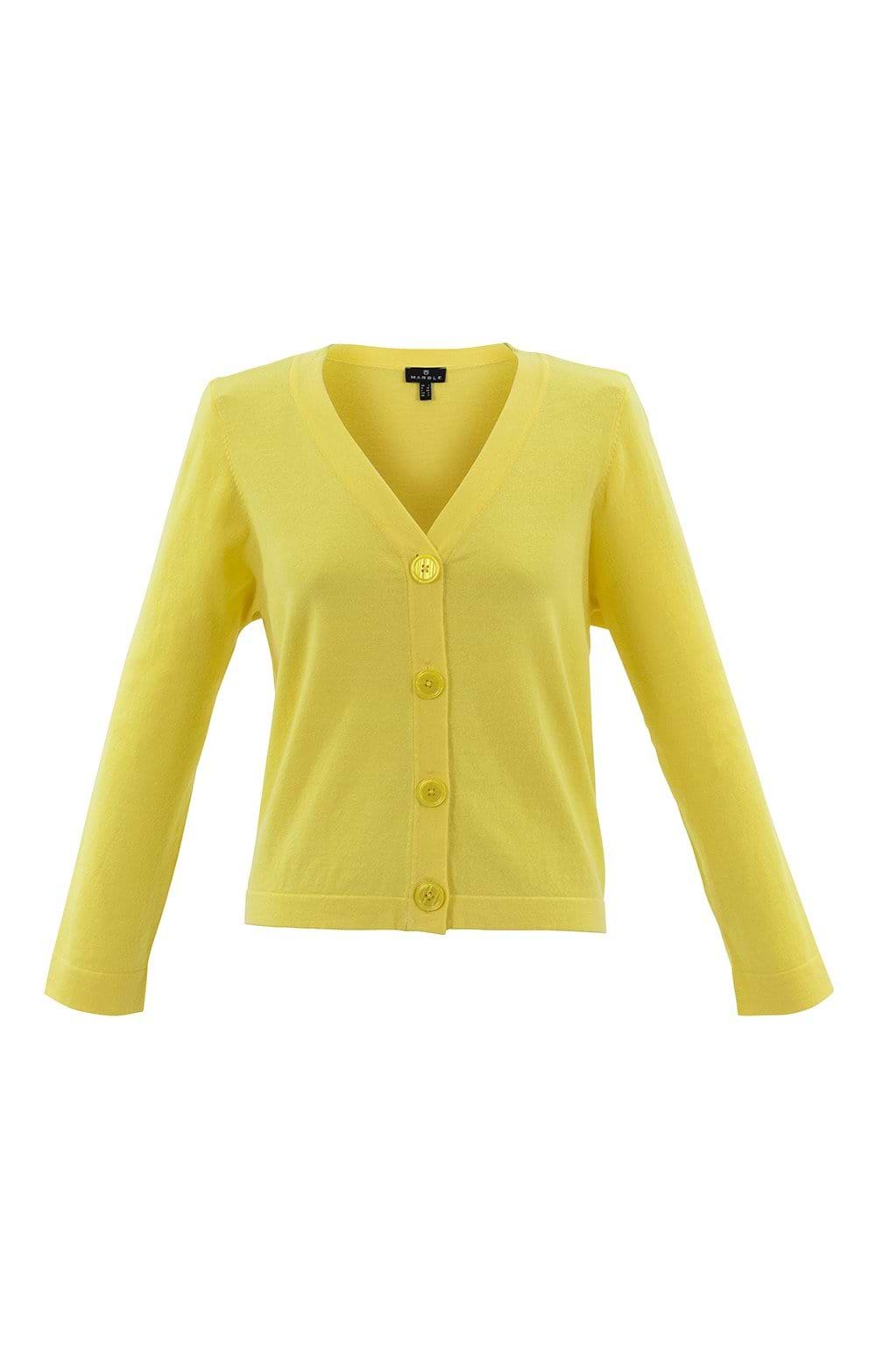 Ladies Marble Short Button Cardigan, Yellow House of Bruar - Main Image