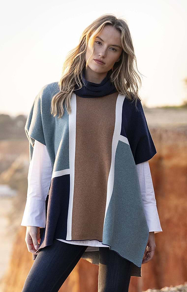 Ladies Marble Cotton-Rich Oversized Cape