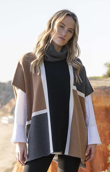 Ladies Marble Cotton-Rich Oversized Cape