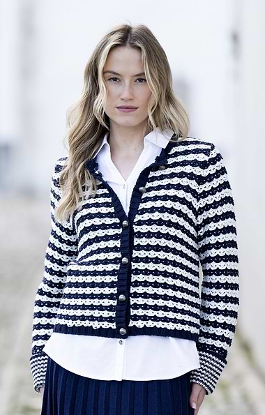 Ladies Marble Cotton 2 Colour Knit Cardigan