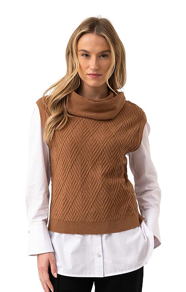 Ladies Marble Cotton Cowl Neck Slipover