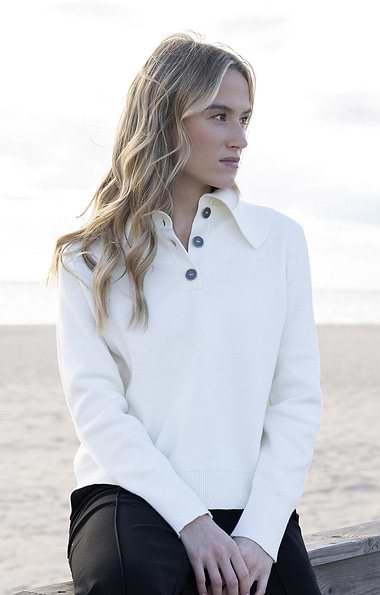 Ladies Marble Cotton Shirt Neck Sweater