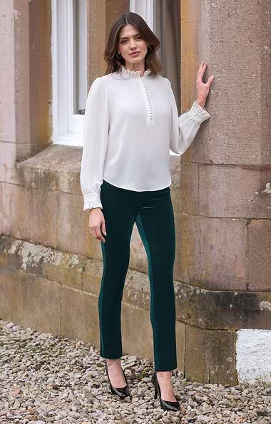 Ladies Velvet Pull-On Trousers