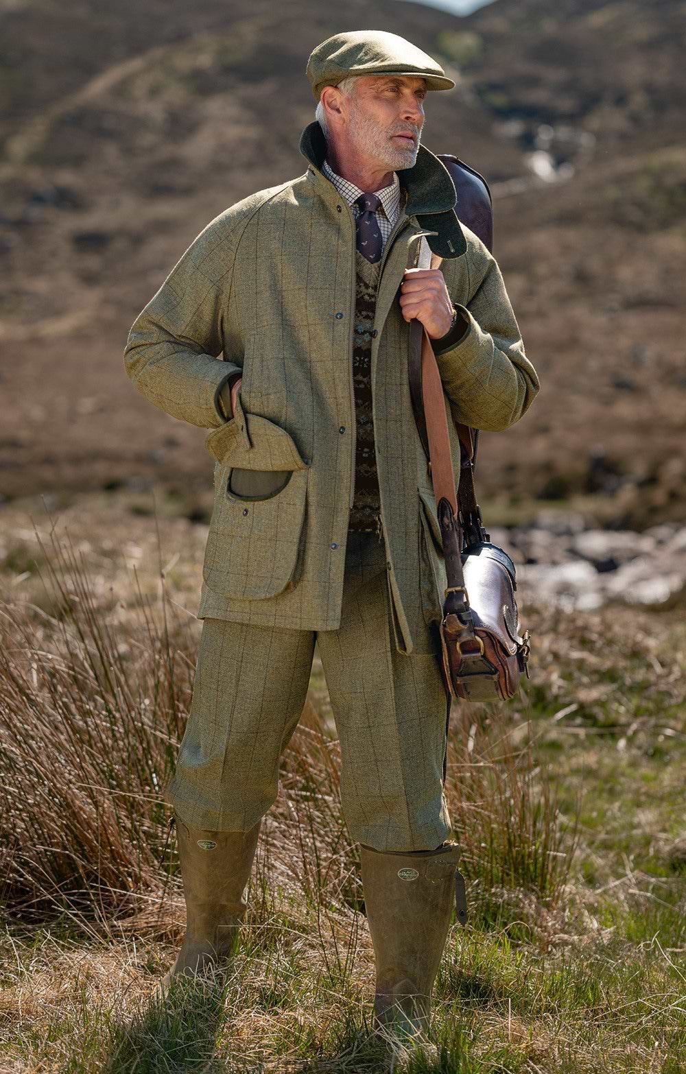 Men's Saxony Tweed Plus Twos, Green - House of Bruar