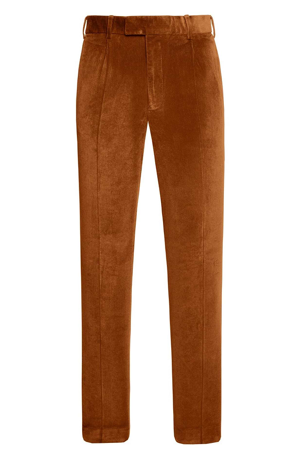 Men's Single Pleat Stretch Cord Trousers