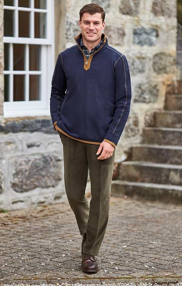 Men's Single Pleat Stretch Cord Trousers