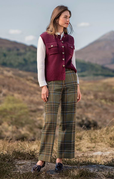 Ladies Wide Leg Tweed Trousers