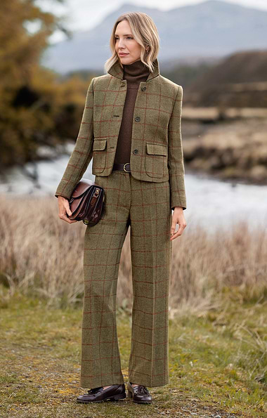 Ladies Wide Leg Tweed Trousers