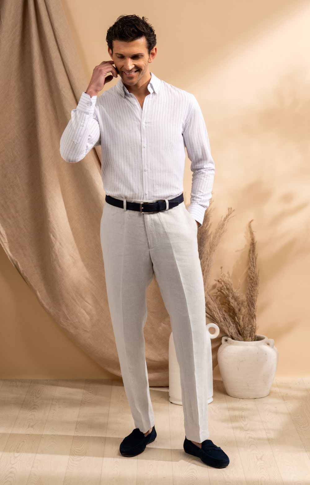 mens linen dress trousers Breathable Linen Trousers for Men / Bohemian Style Casual Wedding Pants, Rustic Minimalist Attire