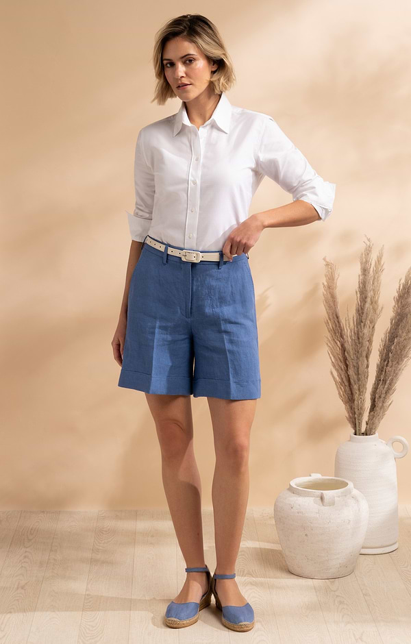 Ladies Linen Turn Up Shorts