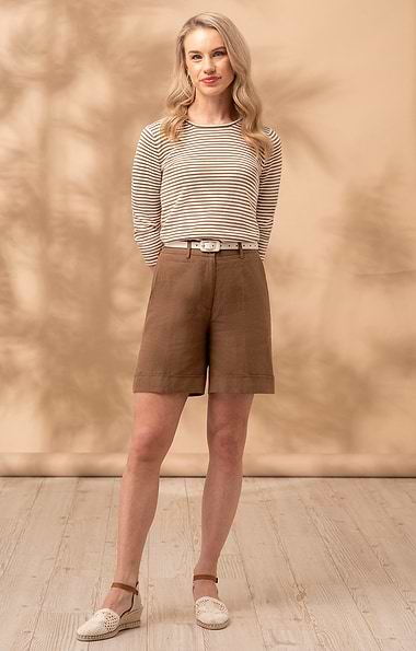 Ladies Linen Turn Up Shorts