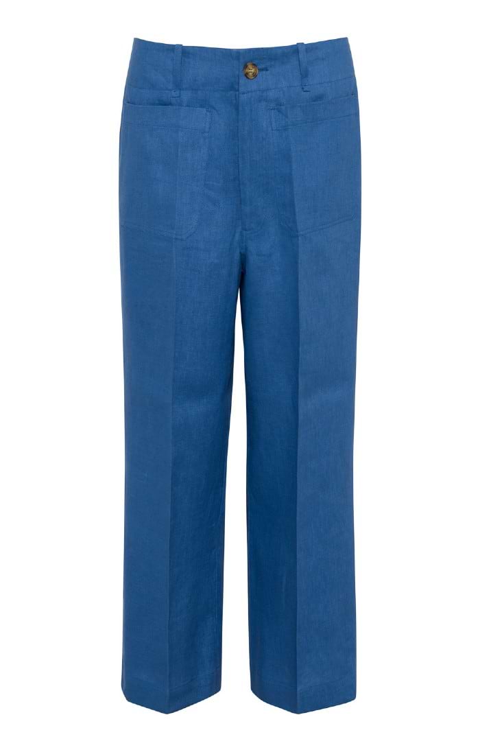 Ladies Linen Wide Leg Cropped Trousers