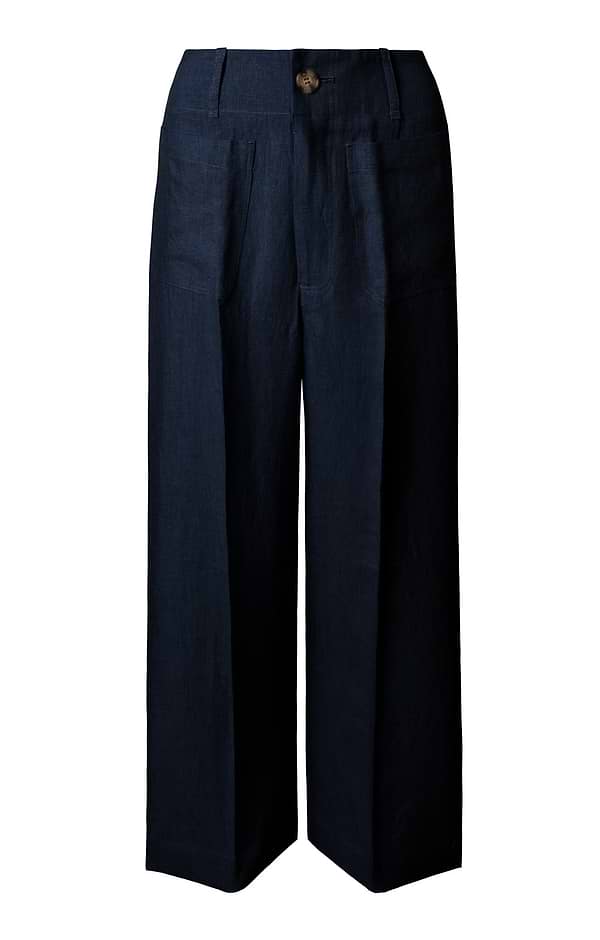 Ladies Linen Wide Leg Cropped Trousers
