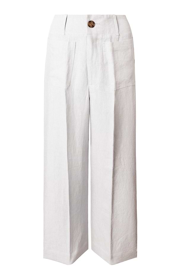 Ladies Linen Wide Leg Cropped Trousers