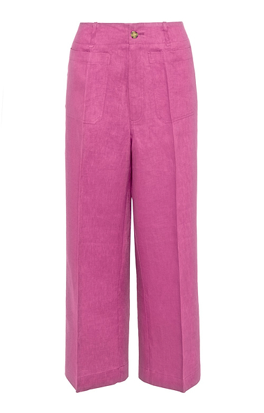Ladies Linen Wide Leg Cropped Trousers