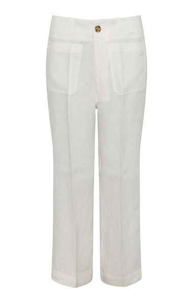 Ladies Linen Wide Leg Cropped Trousers