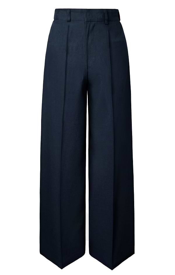 Ladies Linen Wide Leg Trousers