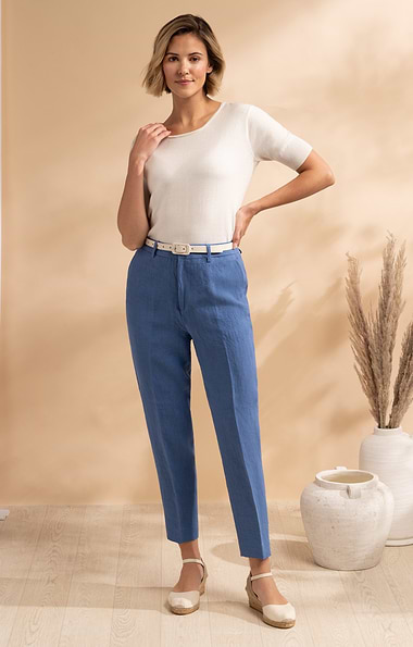 Ladies Linen Cropped Trousers