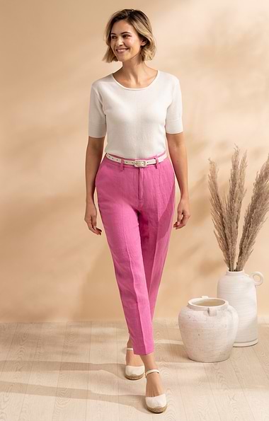 Ladies Linen Cropped Trousers