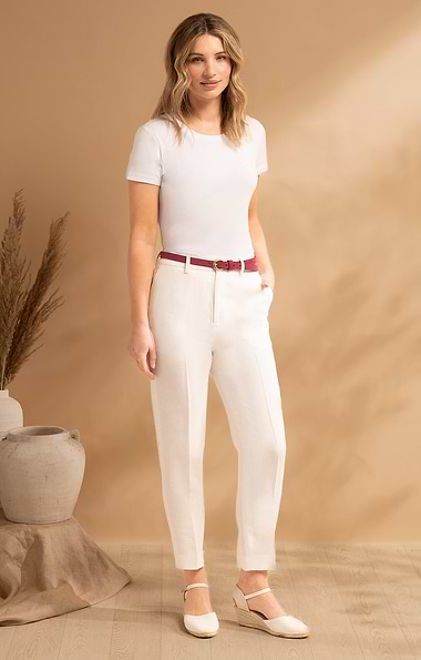 Ladies Linen Cropped Trousers