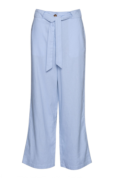 Ladies Linen Blend Wide Leg Trousers