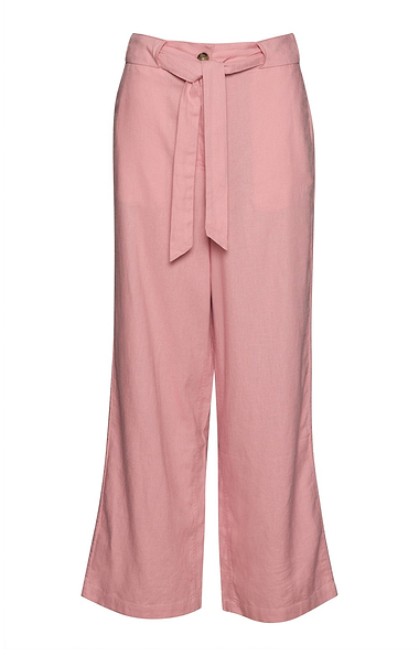 Ladies Linen Blend Wide Leg Trousers