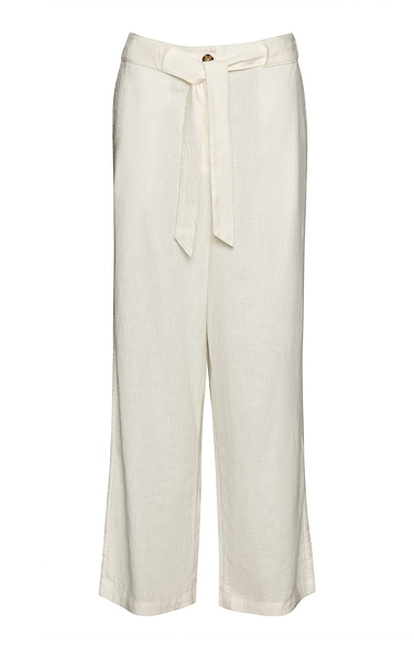 Ladies Linen Blend Wide Leg Trousers