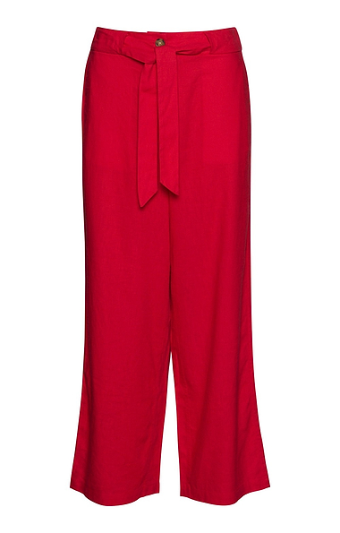 Ladies Linen Blend Wide Leg Trousers