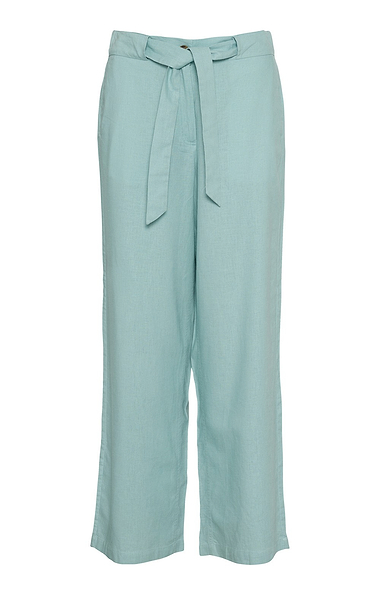 Ladies Linen Blend Wide Leg Trousers