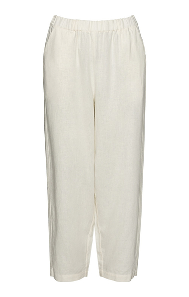 Ladies Linen Blend Crop Trousers