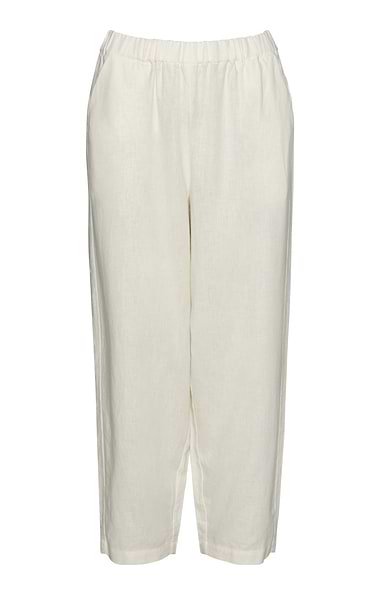 Ladies Linen Blend Crop Trousers