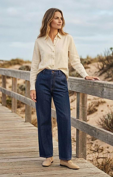 Ladies Wide Leg Denim Jeans