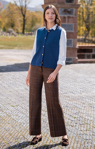 Ladies Wide Leg Wool Blend Trousers