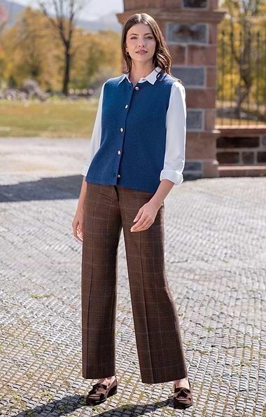 Ladies Wide Leg Wool Blend Trousers