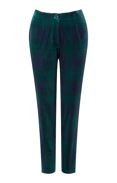 Ladies Velvet Tartan Trousers
