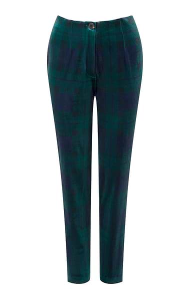 Ladies Velvet Tartan Trousers