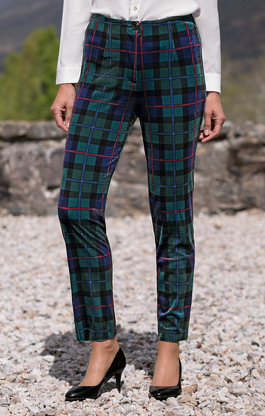 Ladies Velvet Tartan Trousers