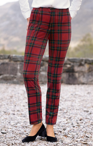 Ladies Velvet Tartan Trousers