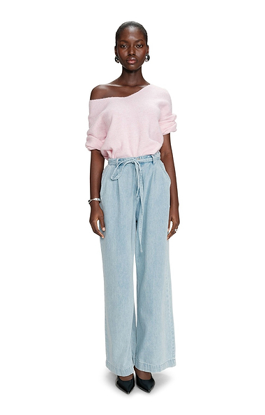 Ladies Grace & Mila Pompon Elastic Waist Denim Jeans