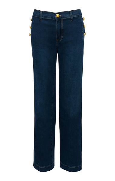 Ladies Gold Button Detail Jean