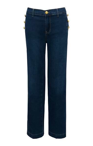 Ladies Gold Button Detail Jean