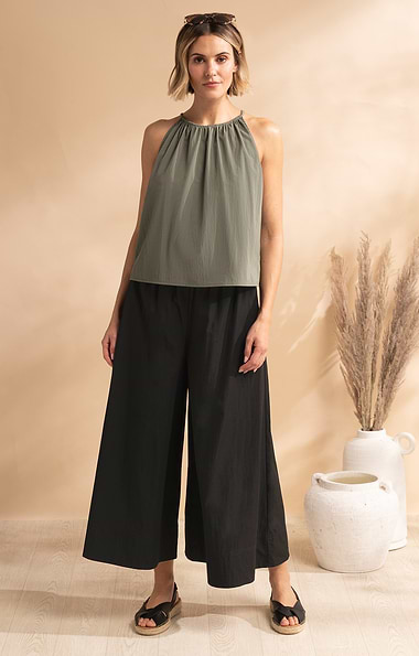 Ladies Elasticated Wide Leg Trousers