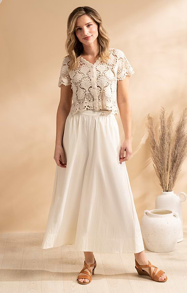 Ladies Elasticated Wide Leg Trousers