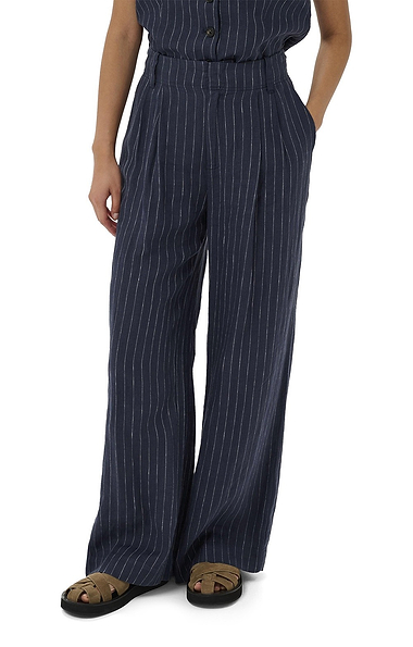 Ladies Part Two Aliya Linen Pinstripe Trousers