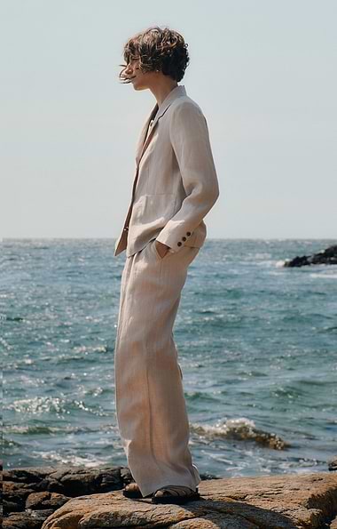 Ladies Part Two Aliya Linen Pinstripe Trousers