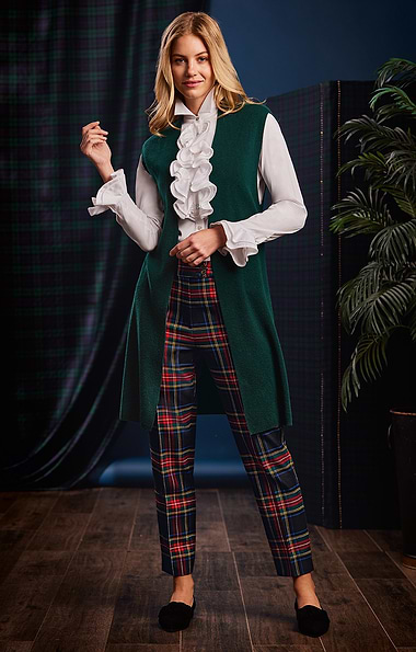 Ladies Cropped Tartan Trousers